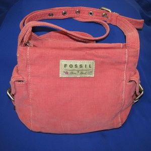 *SOLD* Fossil Classic Pink Corduroy Crossbody